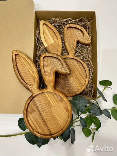 Подарок Менажница Заяц Тарелка из дерева Кролик
