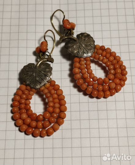 Серьги коралл антикварные