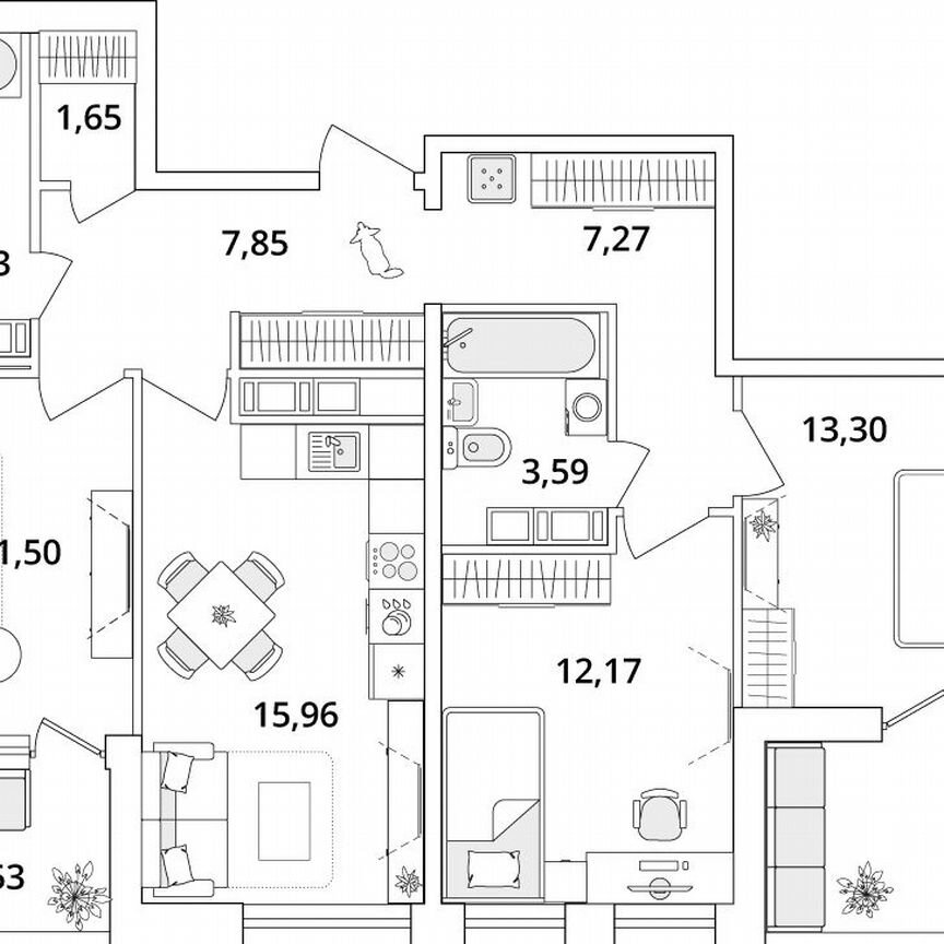 3-к. квартира, 84,7 м², 17/18 эт.