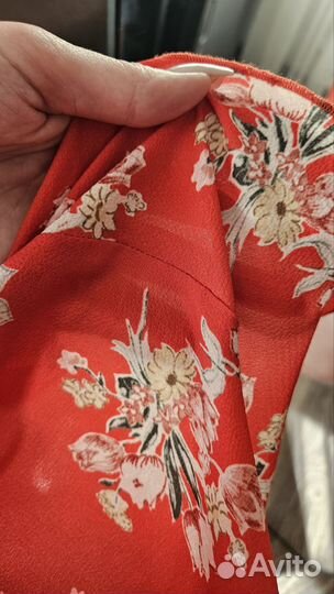 Платье красное шифоновое в цветочек