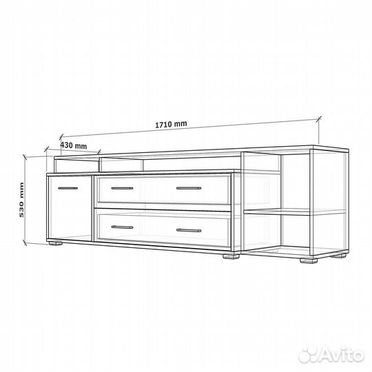 Тв-тумба Кеге-951ip сосна белая под тв телевизор