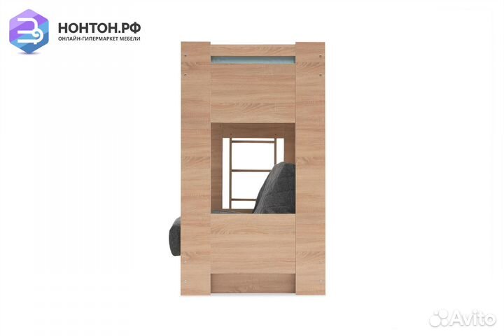 Двухъярусная кровать с диван-кроватью темно-серый