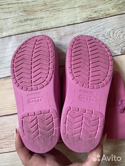 Сапожки crocs c12 розовые демисезон