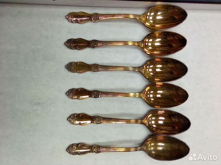 Чайные ложки мельхиор, золочение