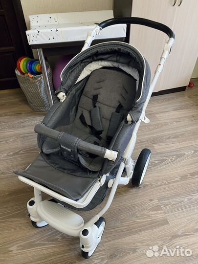 Коляска adamex 3 в 1 с резиновыми колесами