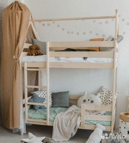 Кровать Двухъярусный домик из массива березы