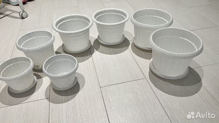 Горшки для цветов пластиковые, 9шт