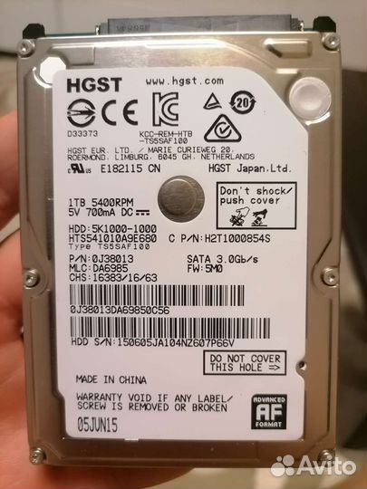Жесткий диск 2,5'' hgst Travelstar