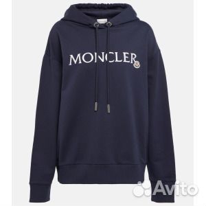 Худи из хлопкового джерси с логотипом moncler, син