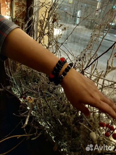 Браслет и серьги черные