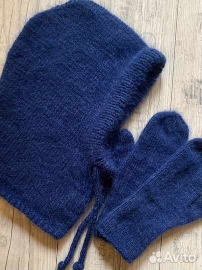 Капор из пряжи с пухом норки