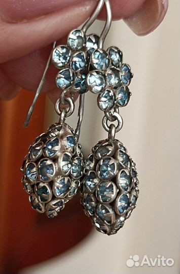 Винтажные серебряные серьги из СССР, 875 проба