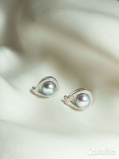 Серьги с натуральным жемчугом