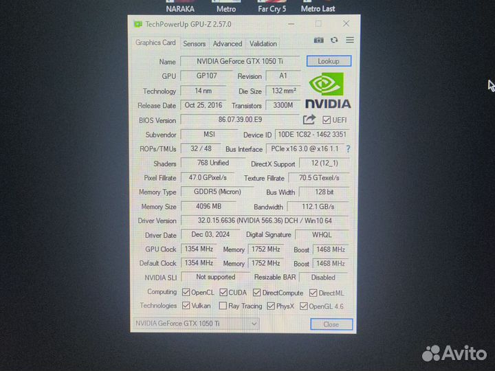 Gtx 1050 ti msi gaming X