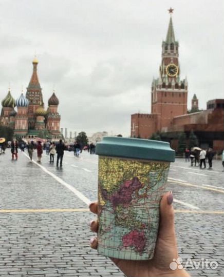 Бамбуковый стакан и ланч бокс с Картой мира