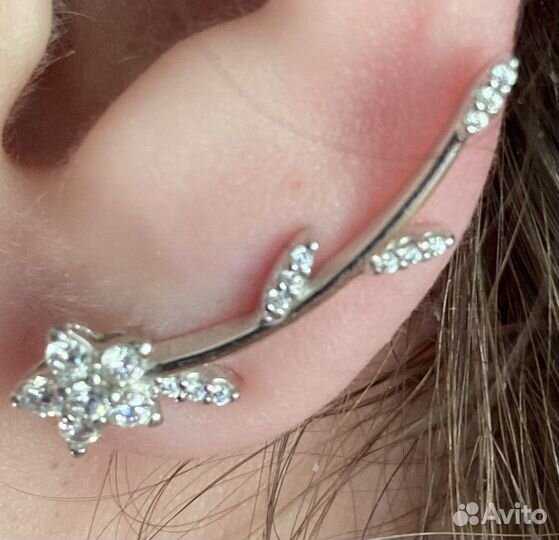 Серьги каффы серебро