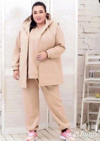 Спортивный костюм флис тройка 60-62