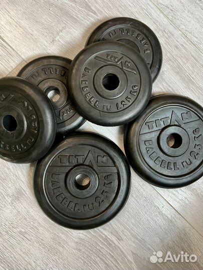 Гантели. Диск (блин) обрезиненный titan Barbell