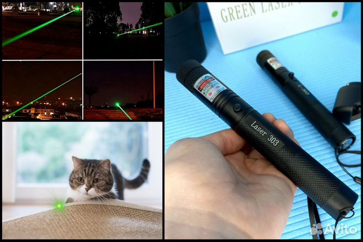 Мощный зелёный лазер +насадка звёздное небо до30км