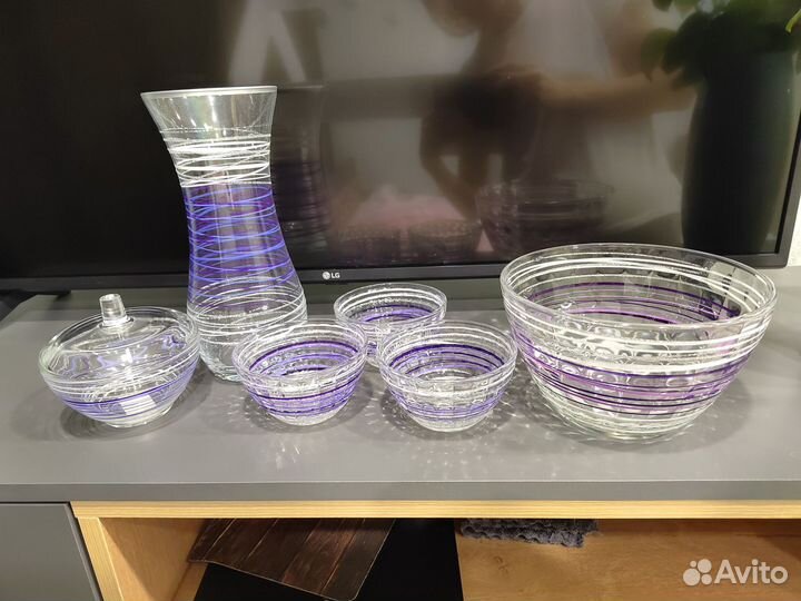 Сервиз новый и ваза гусь хрустальный