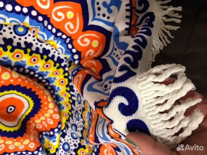 Полотенце пляжное круглое 150 см с бахромой