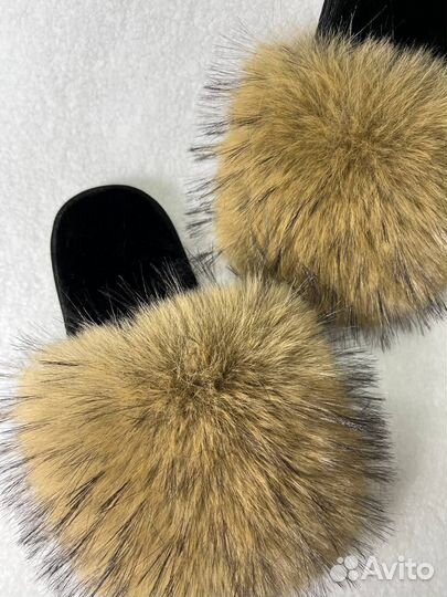 Тапочки женские домашние из меха, подарок на 8 мар