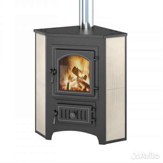 Печь-Камин везувий угловой бежевый с конфоркой