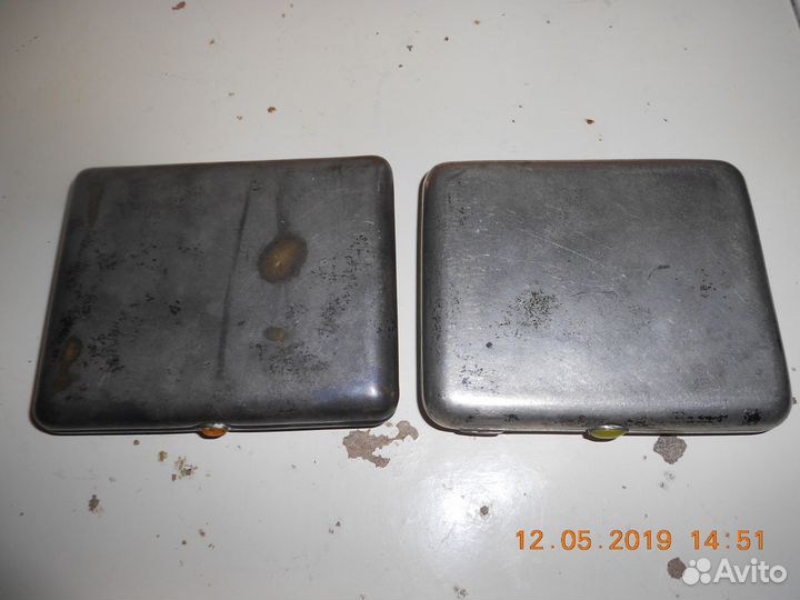 Портсигар мишки в лесу и охотники на привале СССР