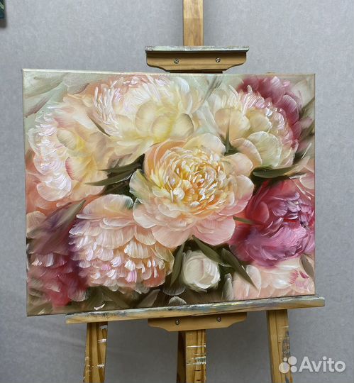 Картина маслом пионы