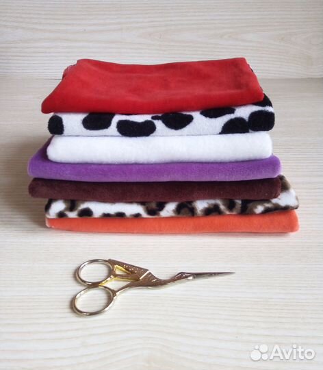 Набор 7 отрезов хлопкового велюра для рукоделия