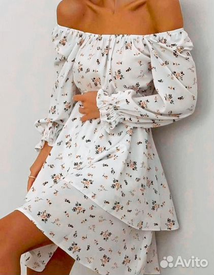 Легкое весеннее платье с принтом в 2 цветах