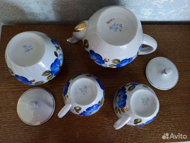 Часть чайного сервиза. СССР. Синие цветы