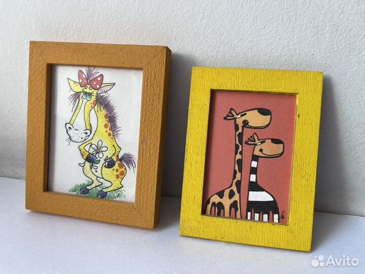 Мини-картины в рамках с жирафами