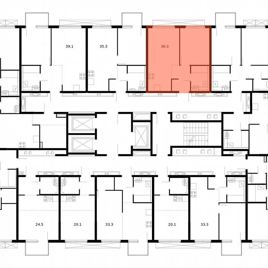 1-к. квартира, 36,3 м², 3/24 эт.