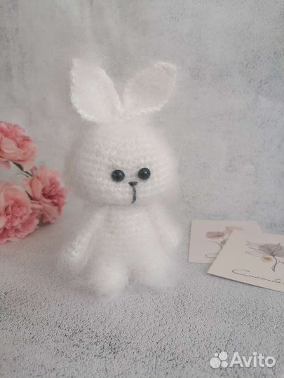 Заяц кот вязаные игрушки пушистики