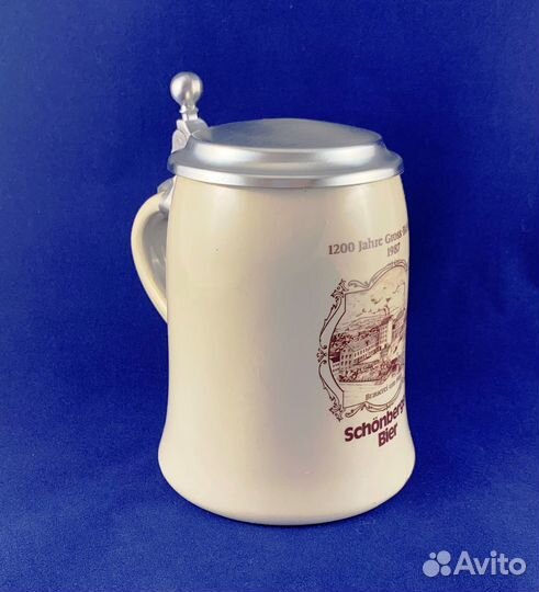 Немецкая пивная кружка с крышкой 1987 год