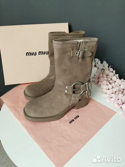 Сапоги чопперы Miu Miu натуральные