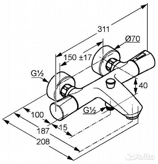 Kludi 351013938 Смеситель для ванны