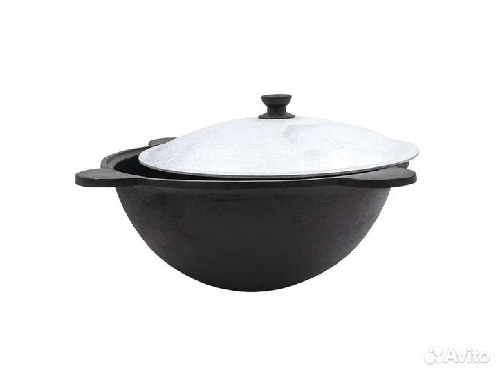 Казан чугунный 8 литров, круглое дно