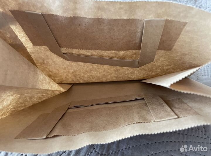 Крафт пакет бурый с плоскими ручками