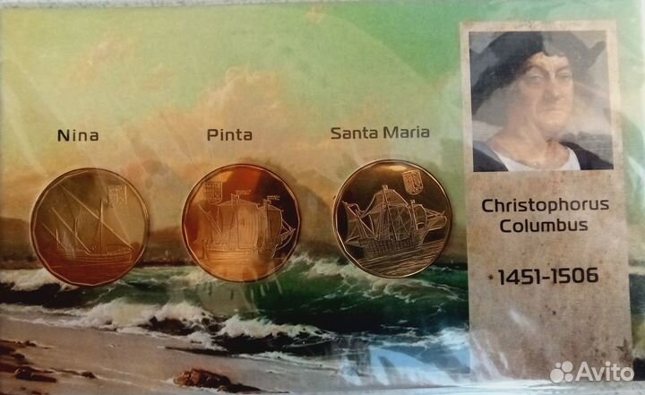 Набор из 3-х монет 3 доллара 2020 Корабли Колумба