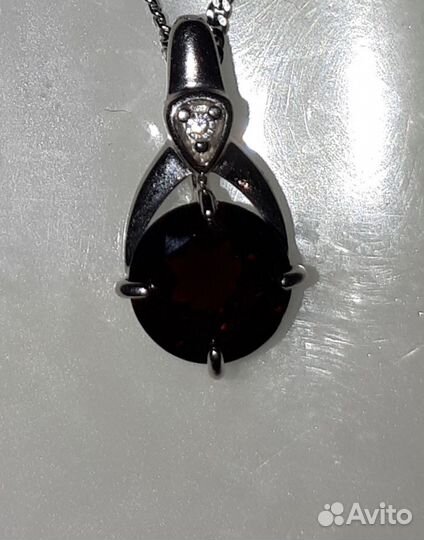 Подвеска из серебра с гранатом и фианитом Соколов