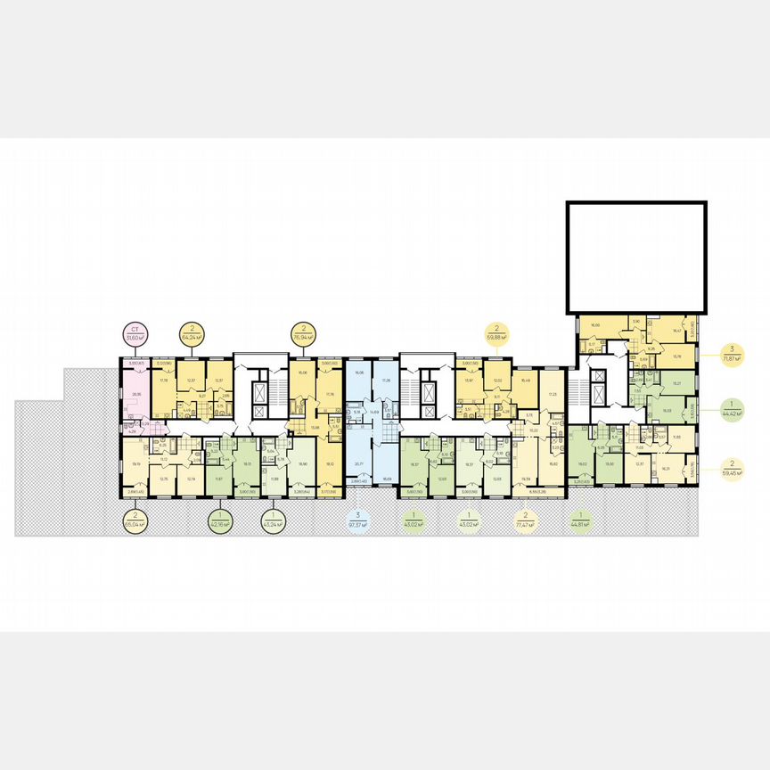 2-к. квартира, 78,8 м², 2/19 эт.