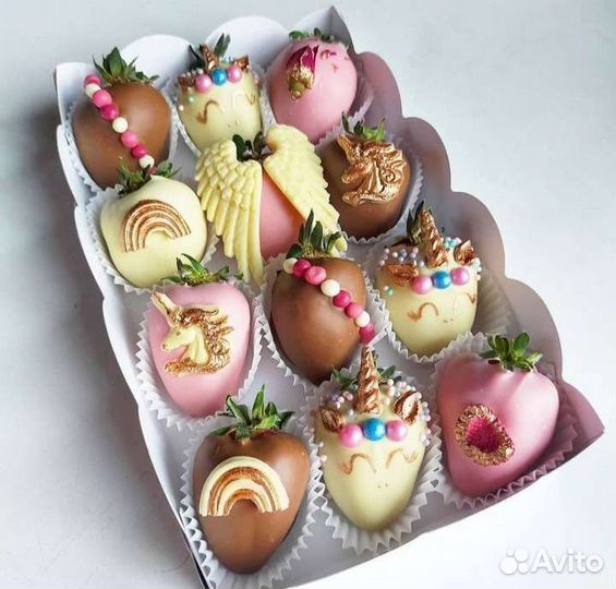 Клубника в шоколаде, бокс Единороги