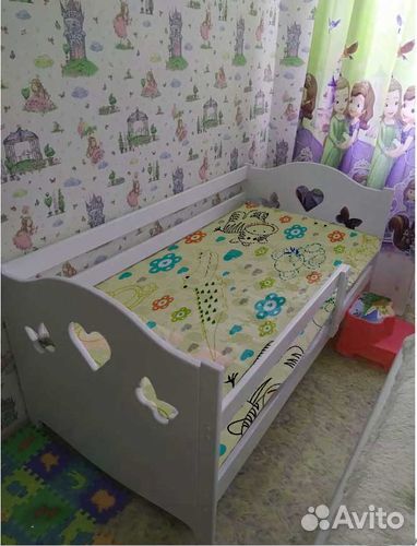 Кроватка сингл высокий борт для малыша берёза