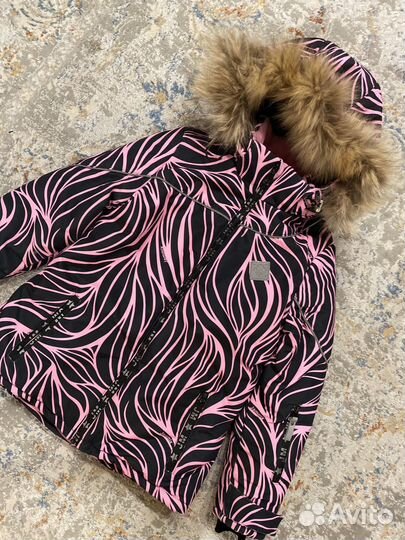 Куртка зимняя для девочки р. 140 Розовая с черным