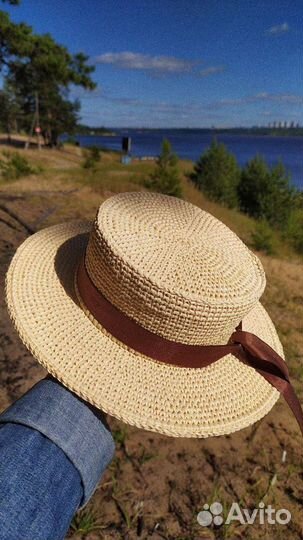 Шляпа Канотье из рафии