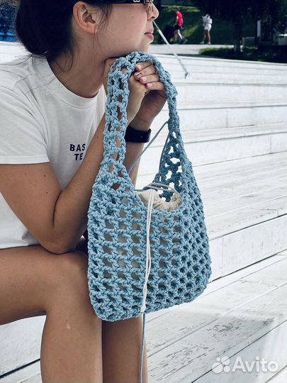 Вязаная летняя сумка из хлопка