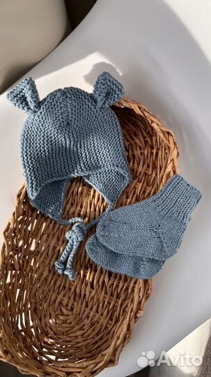 Шапочка детская вязаная Mouse с ушками из мериноса