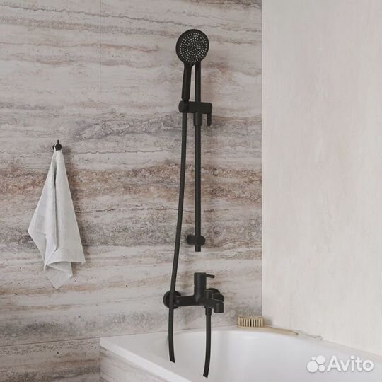 Смеситель для ванны, черный матовый, Aiger, iddis